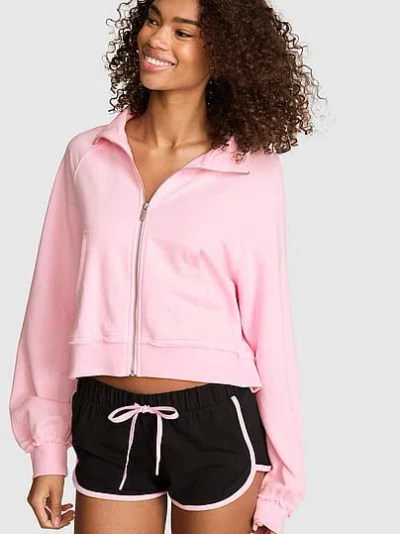 Pink Campus Terry™ Mock-neck Full-zip Sweatshirt In