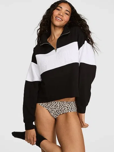 Pink Campus Terry™ Quarter-zip Sweatshirt In Black