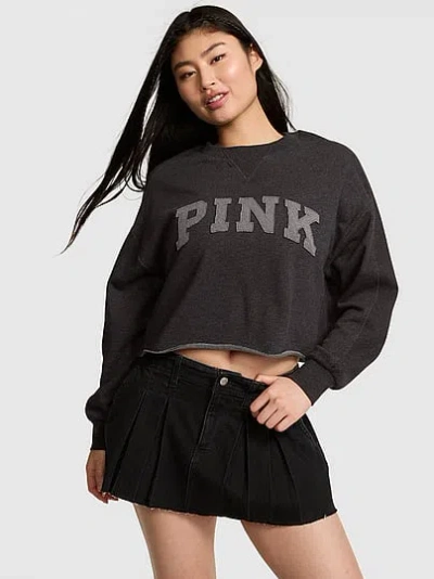 Pink Campus Terry™ Raw-cut Crew Sweatshirt In Gray