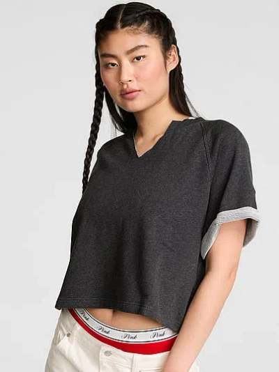Pink Campus Terry™ Short-sleeve Crew Sweatshirt In Gray