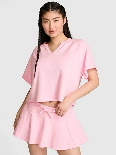 Pink Campus Terry™ Short-sleeve Crew Sweatshirt In