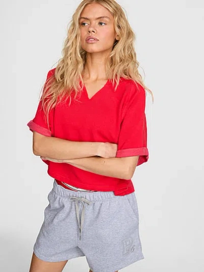 Pink Campus Terry™ Short-sleeve Crew Sweatshirt In Red