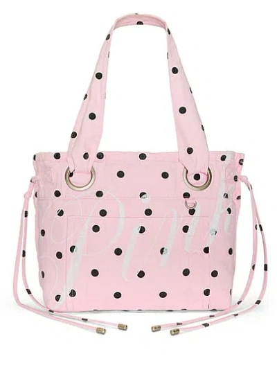 Pink Canvas Flat-bottom Tote Bag In Print