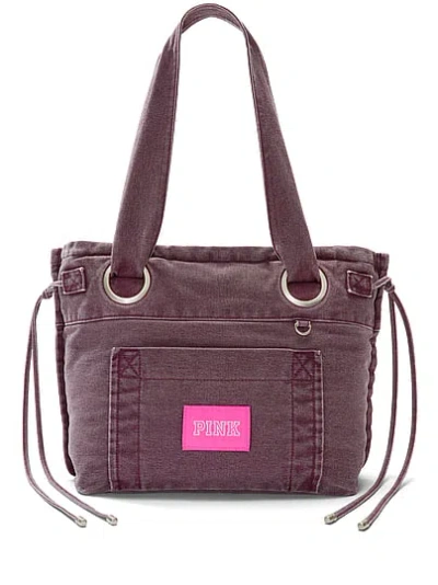Pink Canvas Flat-bottom Tote Bag In Purple