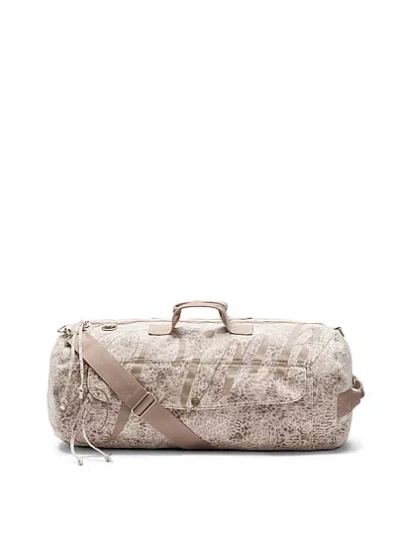 Pink Canvas Rolled Duffle Bag In Red