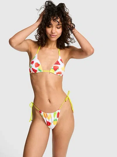 Pink Charmed Triangle String Bikini Top In Multi