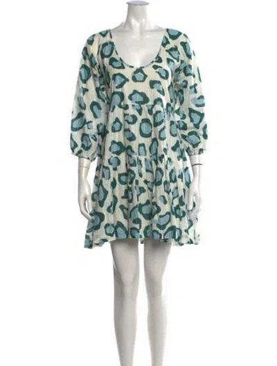 Pre-owned Pink Chicken Animal Print Mini Dress In Green