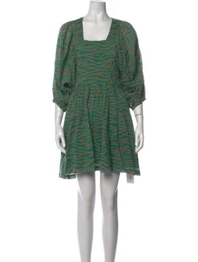 Pre-owned Pink Chicken Animal Print Mini Dress In Green