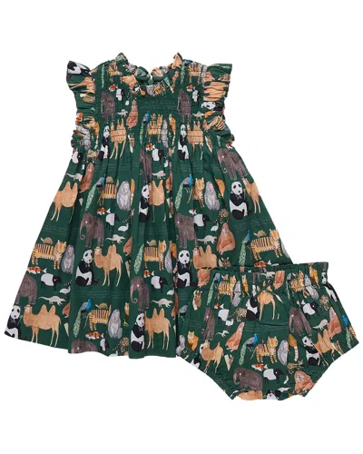 Pink Chicken Baby Girls Stevie Dress Set In Green