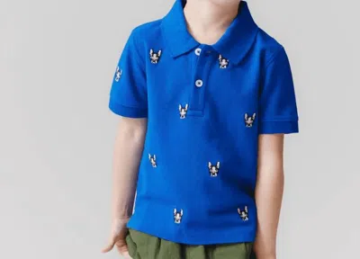 Pink Chicken Kids' Boy's Bulldog Alec Polo Shirt In Blue