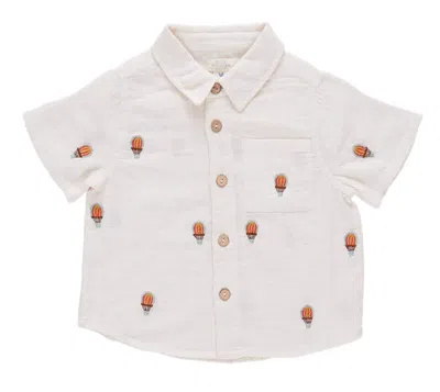 Pink Chicken Kids' Boy's Jack Shirt In Hot Air Balloons In Neutral