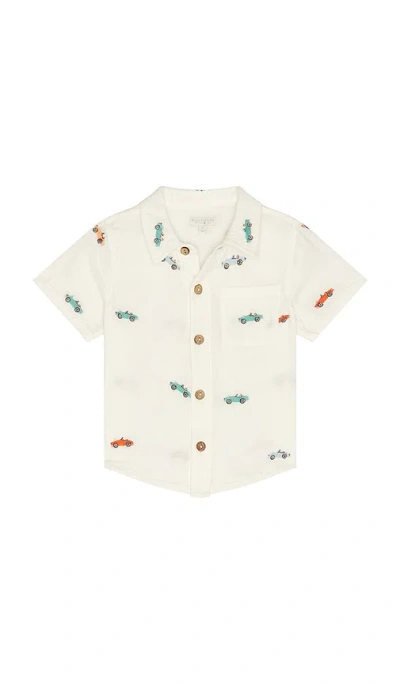 Pink Chicken Boys Jack Shirt In Vintage Car Embroidery