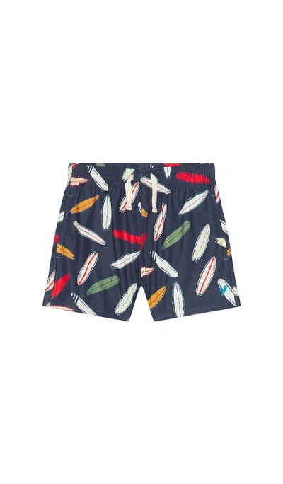 Pink Chicken Boys Swim Trunk In Navy Surfboard