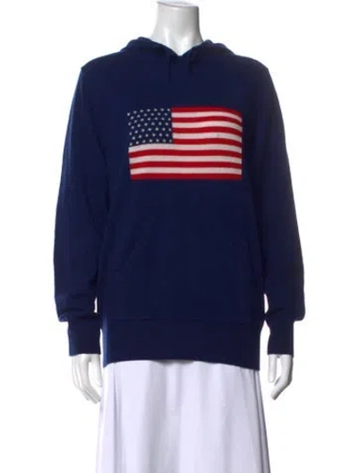 Pre-owned Pink Chicken Cashmere Graphic Print Sweater In Blue