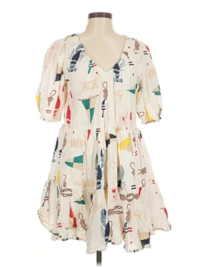 Pre-owned Pink Chicken Casual Dress In White