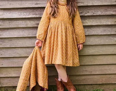 Pink Chicken Kids' Charlie Mini Dress In Inca Gold Tear Drop