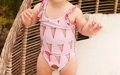 Pink Chicken Kids' Claire Swimsuit In Neapolitan Ice Cream In Pink