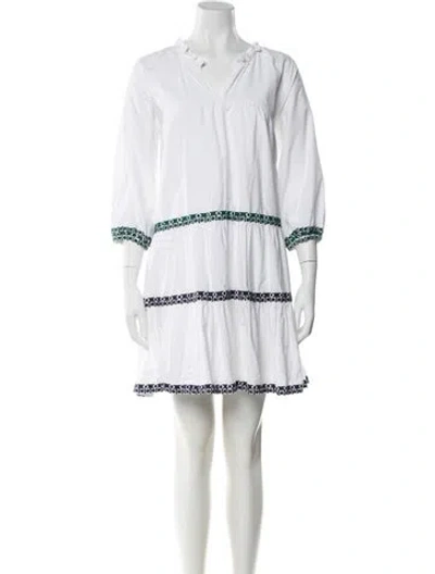 Pre-owned Pink Chicken Colorblock Pattern Mini Dress In White