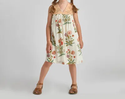 Pink Chicken Kids' Courtney Dress In Rosewick Poppy In White