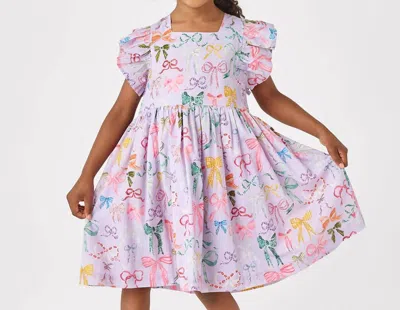Pink Chicken Kids' Elsie Dress In Lavender Watercolor Bows In Multi