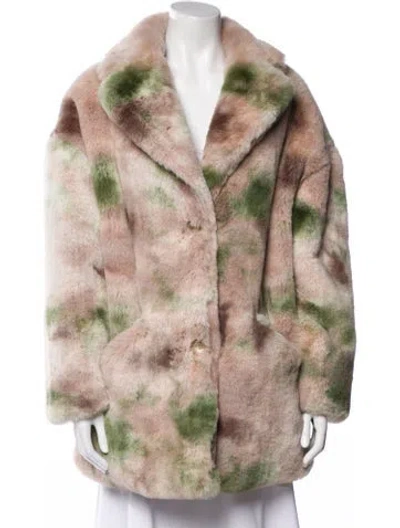Pre-owned Pink Chicken Faux Fur Colorblock Pattern Faux Fur Coat In Neutral