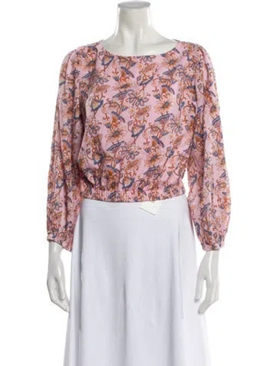 Pre-owned Pink Chicken Floral Print Crew Neck Crop Top In Pink