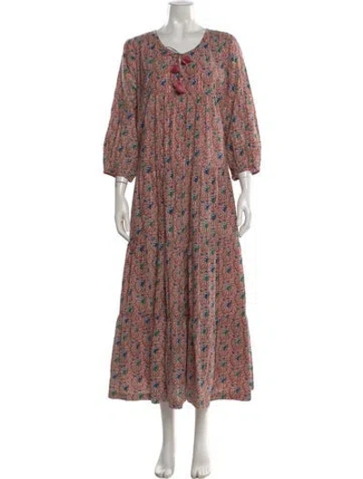 Pre-owned Pink Chicken Floral Print Long Dress