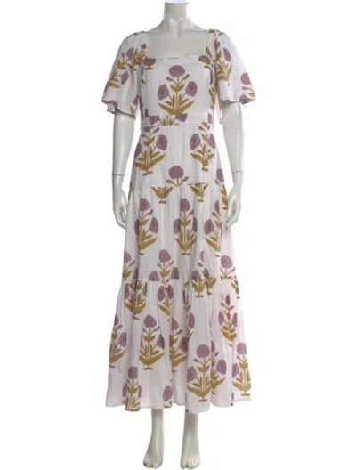 Pre-owned Pink Chicken Floral Print Long Dress In Multi