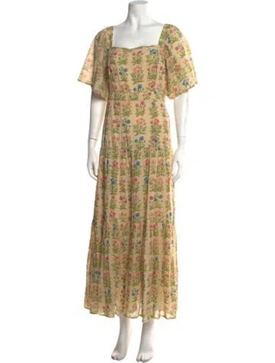 Pre-owned Pink Chicken Floral Print Long Dress In Multicolor