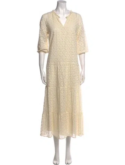 Pre-owned Pink Chicken Floral Print Long Dress In Neutral