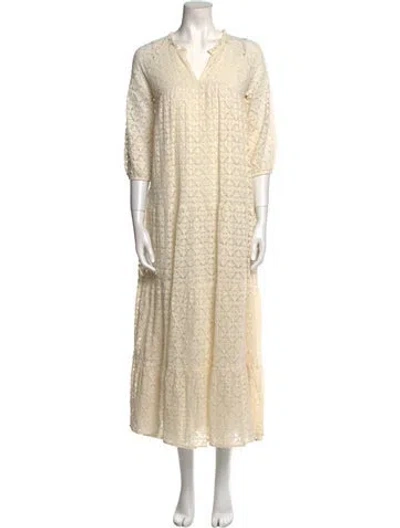 Pre-owned Pink Chicken Floral Print Long Dress In Neutral