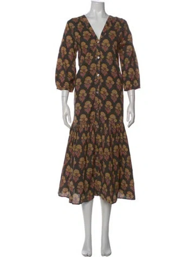 Pre-owned Pink Chicken Floral Print Long Dress In Neutral
