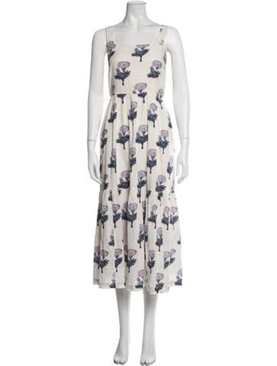 Pre-owned Pink Chicken Floral Print Long Dress In Neutrals
