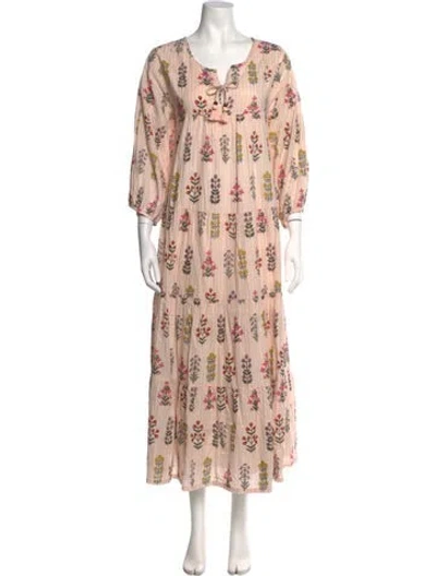 Pre-owned Pink Chicken Floral Print Long Dress In Pink