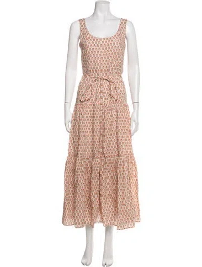 Pre-owned Pink Chicken Floral Print Long Dress In Pink