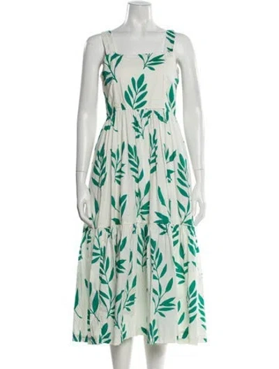 Pre-owned Pink Chicken Floral Print Midi Length Dress In Green