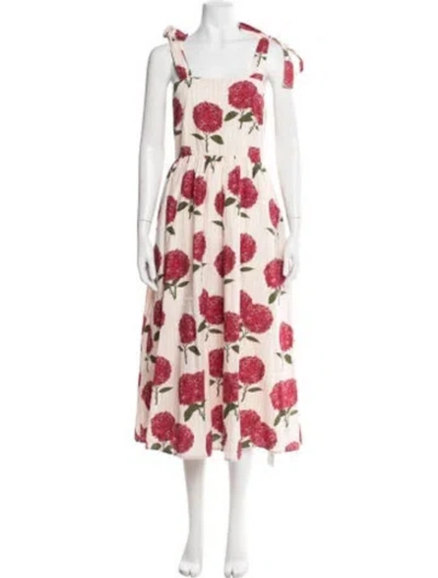 Pre-owned Pink Chicken Floral Print Midi Length Dress In Pink