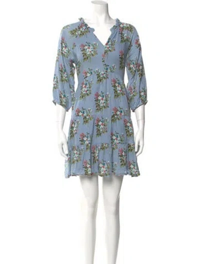 Pre-owned Pink Chicken Floral Print Mini Dress In Blue