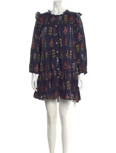 Pre-owned Pink Chicken Floral Print Mini Dress In Blue