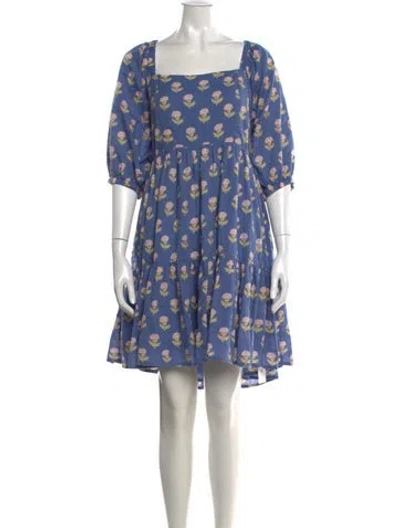 Pre-owned Pink Chicken Floral Print Mini Dress In Blue