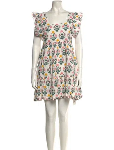 Pre-owned Pink Chicken Floral Print Mini Dress In Neutral