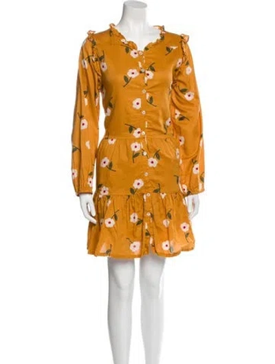 Pre-owned Pink Chicken Floral Print Mini Dress In Orange
