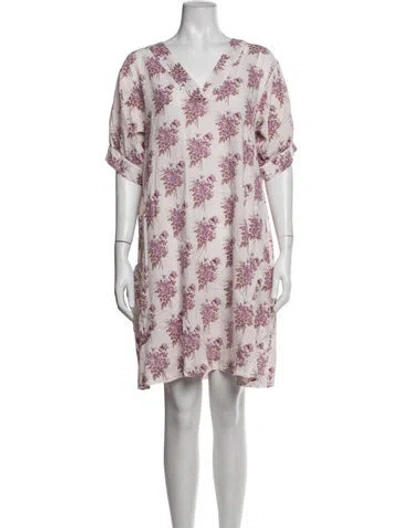 Pre-owned Pink Chicken Floral Print Mini Dress In Purple