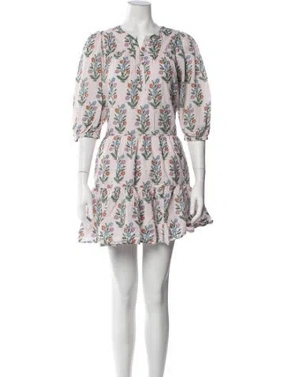Pre-owned Pink Chicken Floral Print Mini Dress In Purple