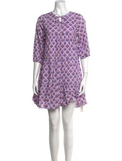 Pre-owned Pink Chicken Floral Print Mini Dress In Purple