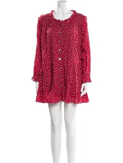 Pre-owned Pink Chicken Floral Print Mini Dress In Red