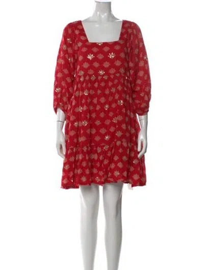 Pre-owned Pink Chicken Floral Print Mini Dress In Red