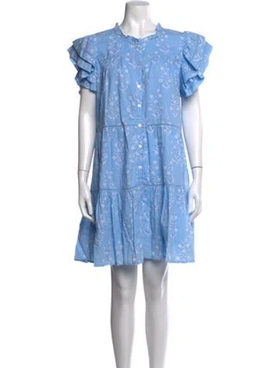 Pre-owned Pink Chicken Floral Print Mini Dress W/ Tags In Blue