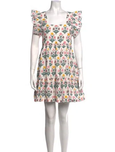 Pre-owned Pink Chicken Floral Print Mini Dress W/ Tags In Neutrals