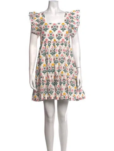 Pre-owned Pink Chicken Floral Print Mini Dress W/ Tags In Neutrals